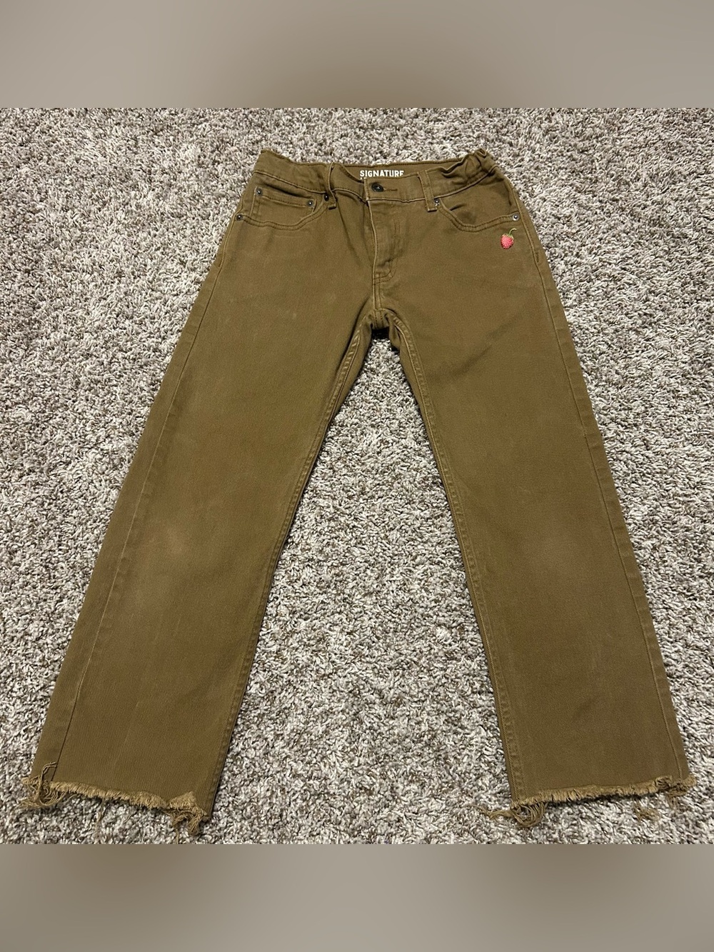 SIGNATURE BY LEVI STRAUSS Boys Size 12 Regular Brown ATHLETIC Jeans STRAWBERRY